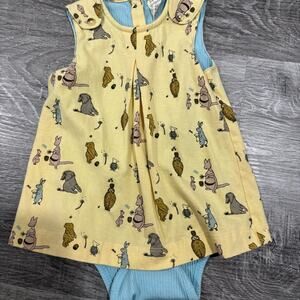 Kate Quinn Winnie the Pooh Sleeveless button tab dress bodysuit 18-24 months